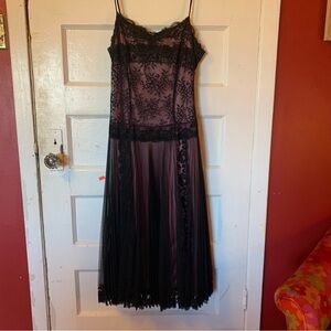 Black and Purple Lace Dress